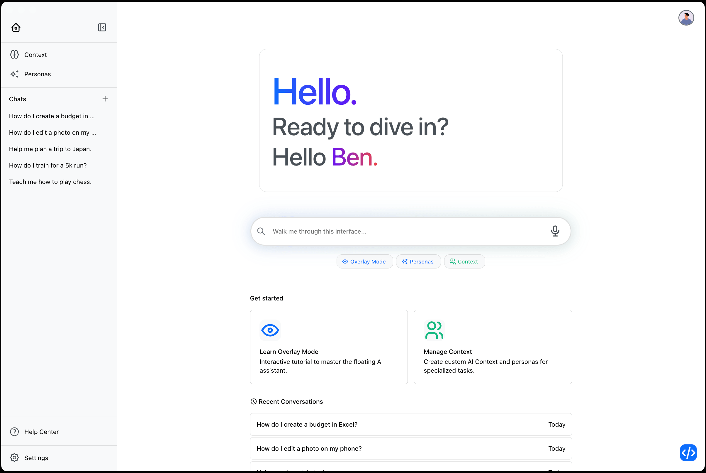 Nana Desktop App Interface